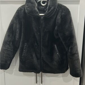 Aqua Black Faux Fur Jacket